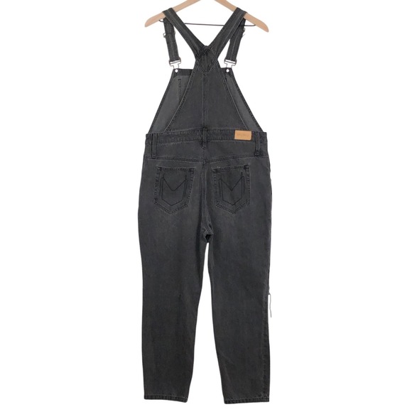 Show Me Your MUMU Portland Distressed Overalls Women's Sz L Washed Black Casual - Picture 2 of 11
